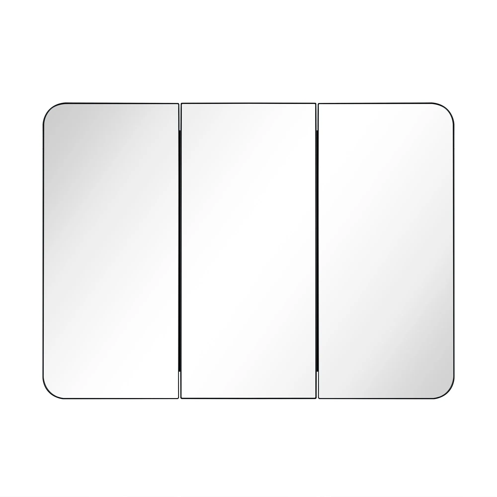 26 in. W x 36 in. H Triple Door Rectangular Metal Framed Wall Mounted Bathroom Medicine Cabinet with Mirror in Black