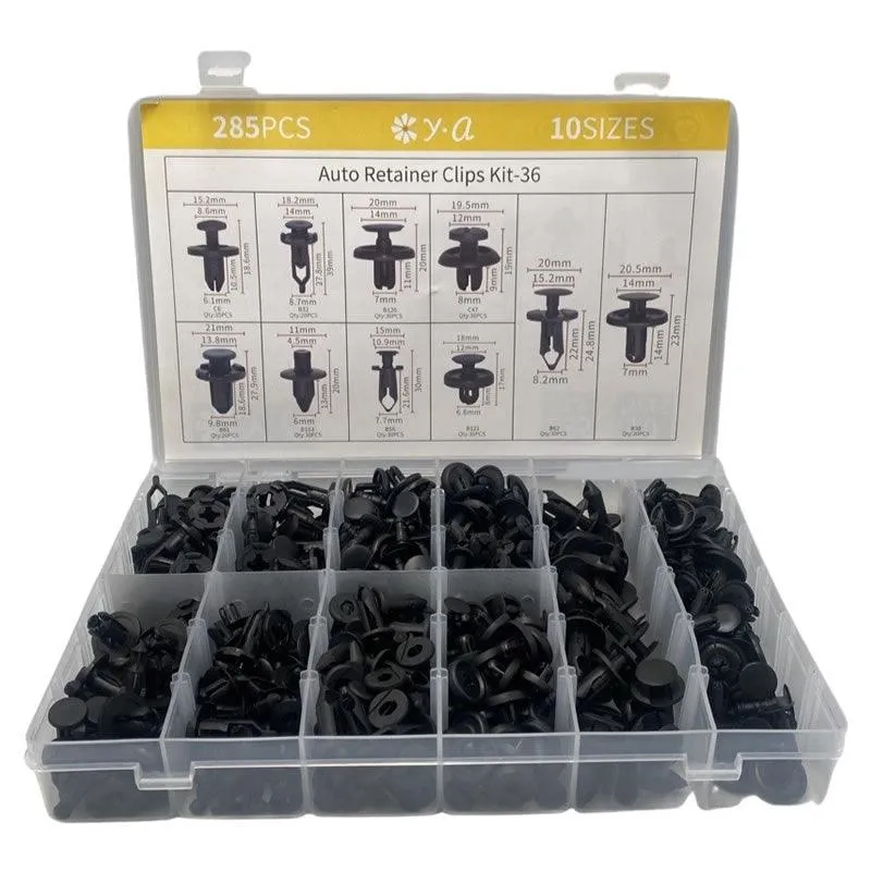 285Pcs 12 Types Plastic Fastener Clip Kit-36