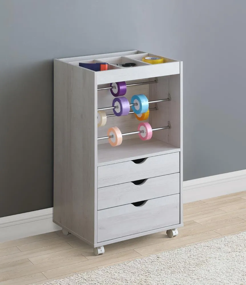 3-drawer Storage Cabinet With Caters White Oak