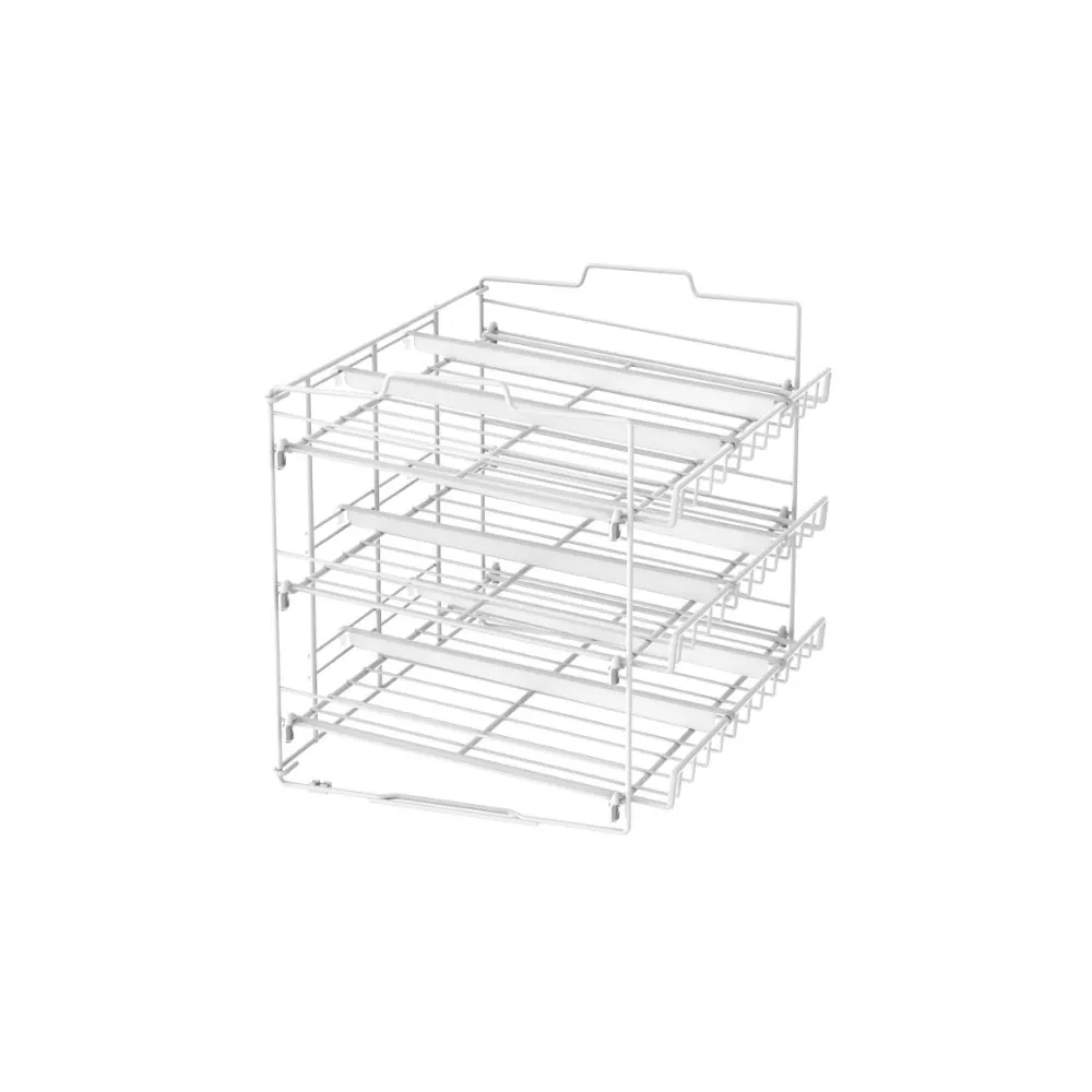 3-Tier Stackable Can Rack Organizer Kitchen Can Storage Dispenser White