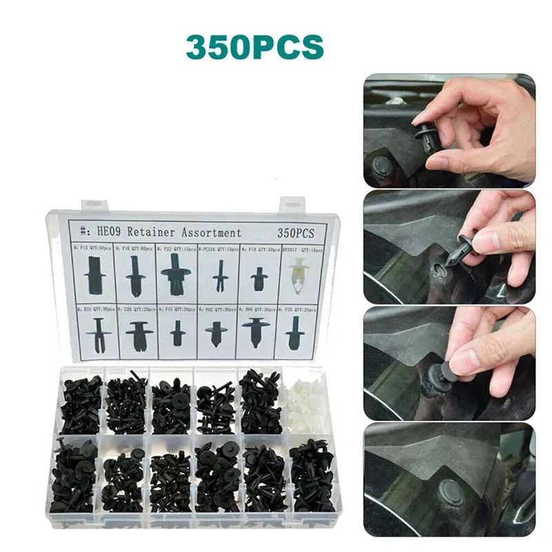 350 Piece Car Fastener Retainer Clips Assortment 384