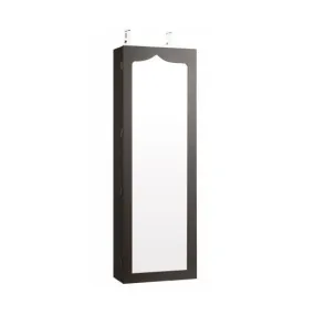 5 LEDs Lockable Mirror Jewelry Cabinet Armoire with 6 Drawers-Brown