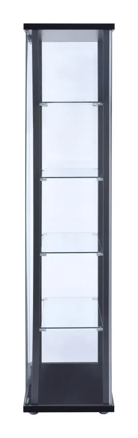 5-shelf Glass Curio Cabinet Black and Clear