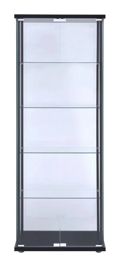 5-shelf Glass Curio Cabinet Black and Clear