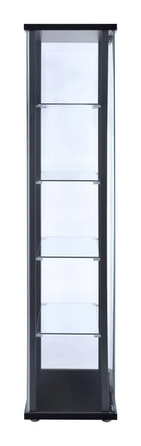 5-shelf Glass Curio Cabinet Black and Clear