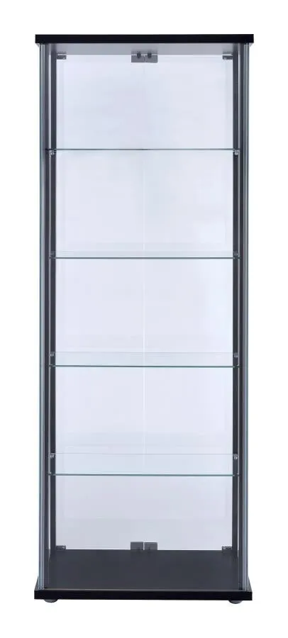 5-shelf Glass Curio Cabinet Black and Clear