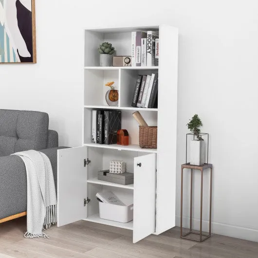 5-Tier Freestanding Bookcase with Open Cubes and Adjustable Shelf-White
