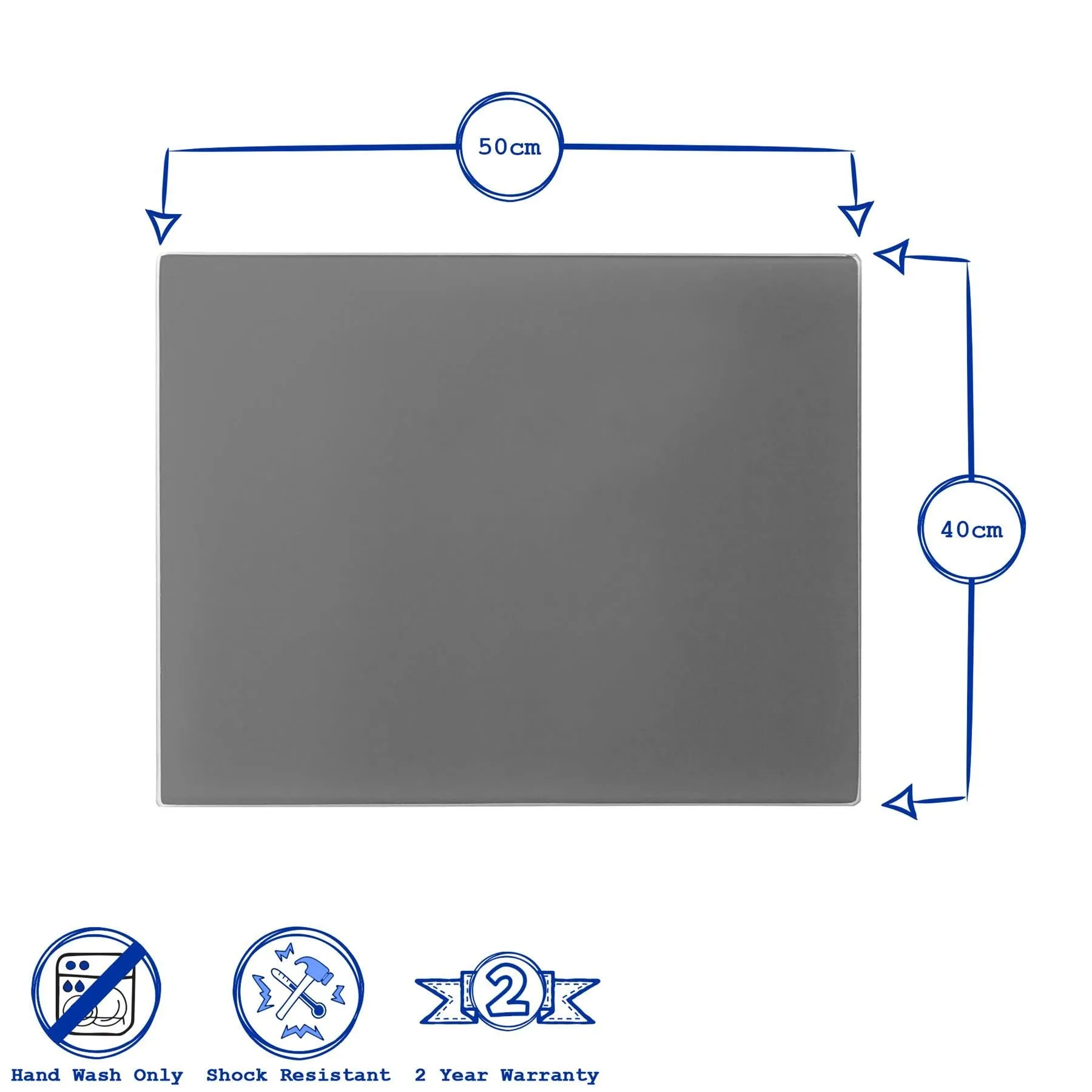 50cm x 40cm Glass Chopping Board - By Harbour Housewares