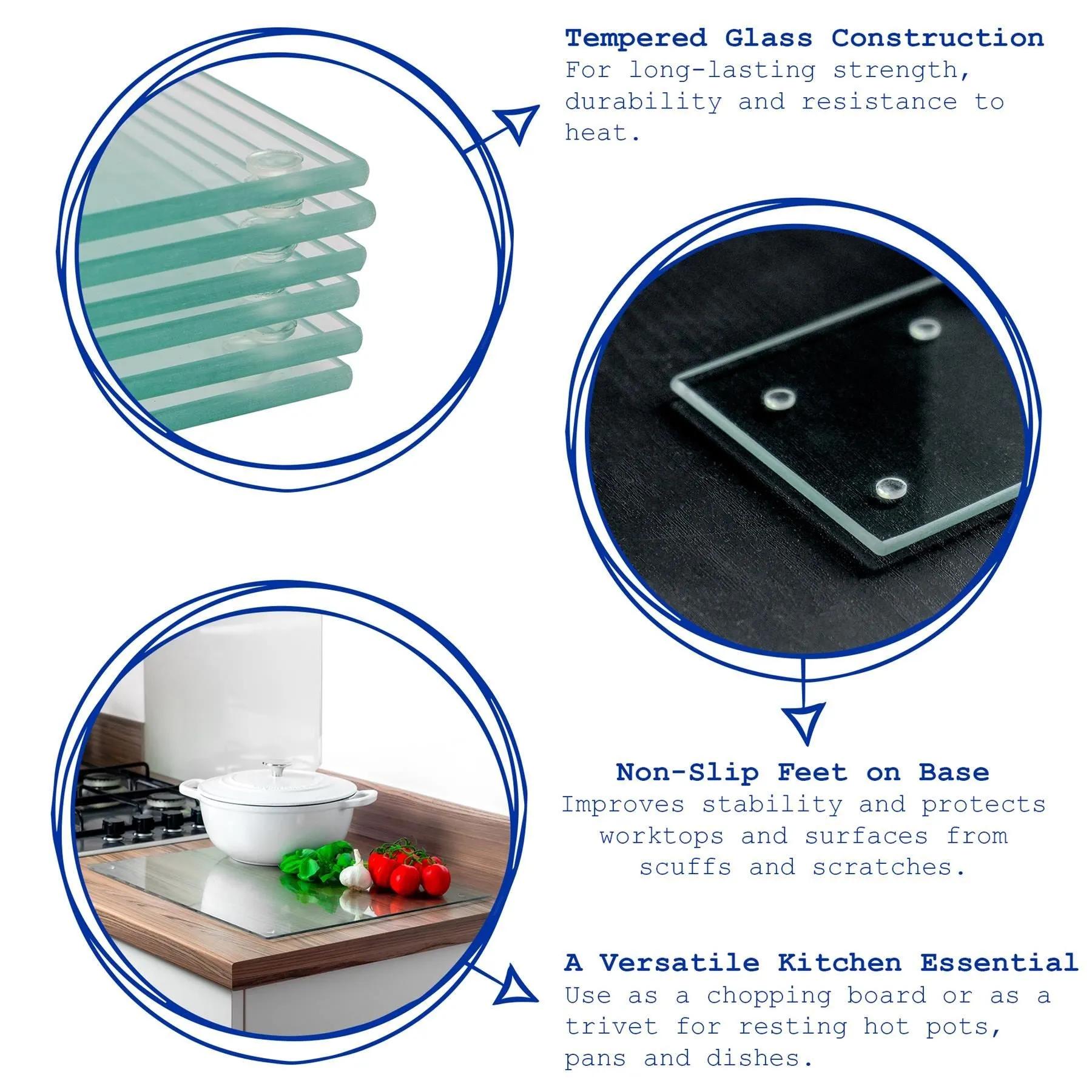 50cm x 40cm Glass Chopping Board - By Harbour Housewares