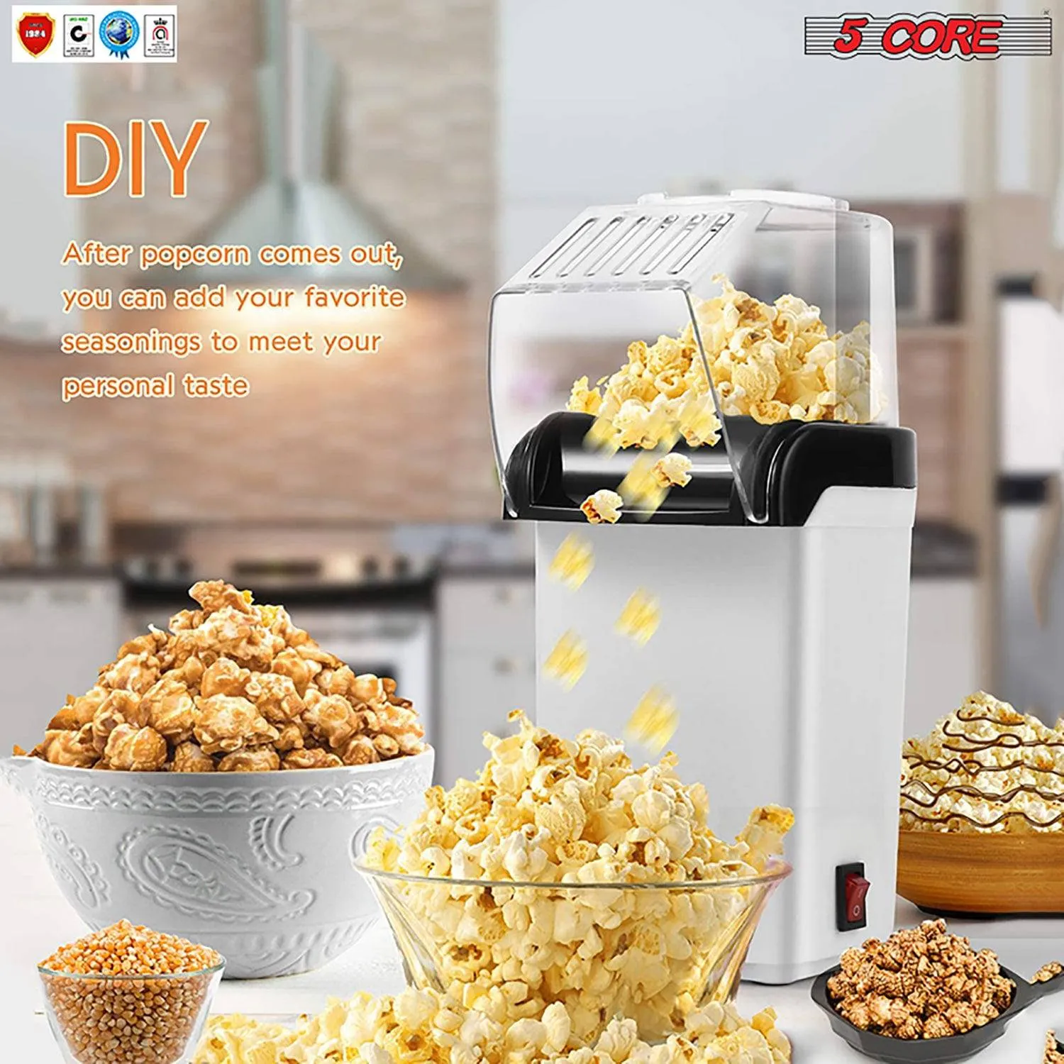 5Core Popcorn Machine Hot Air Electric Popper Kernel Corn Maker Bpa
