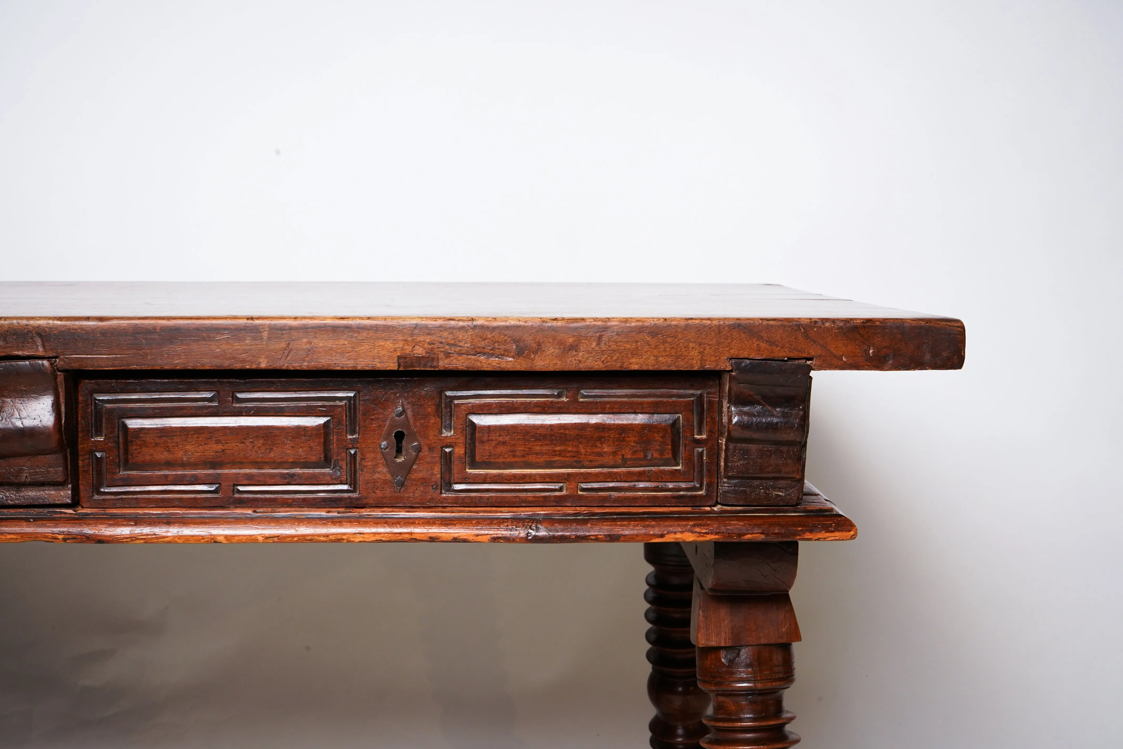 A Solid Walnut Spanish Baroque Desk