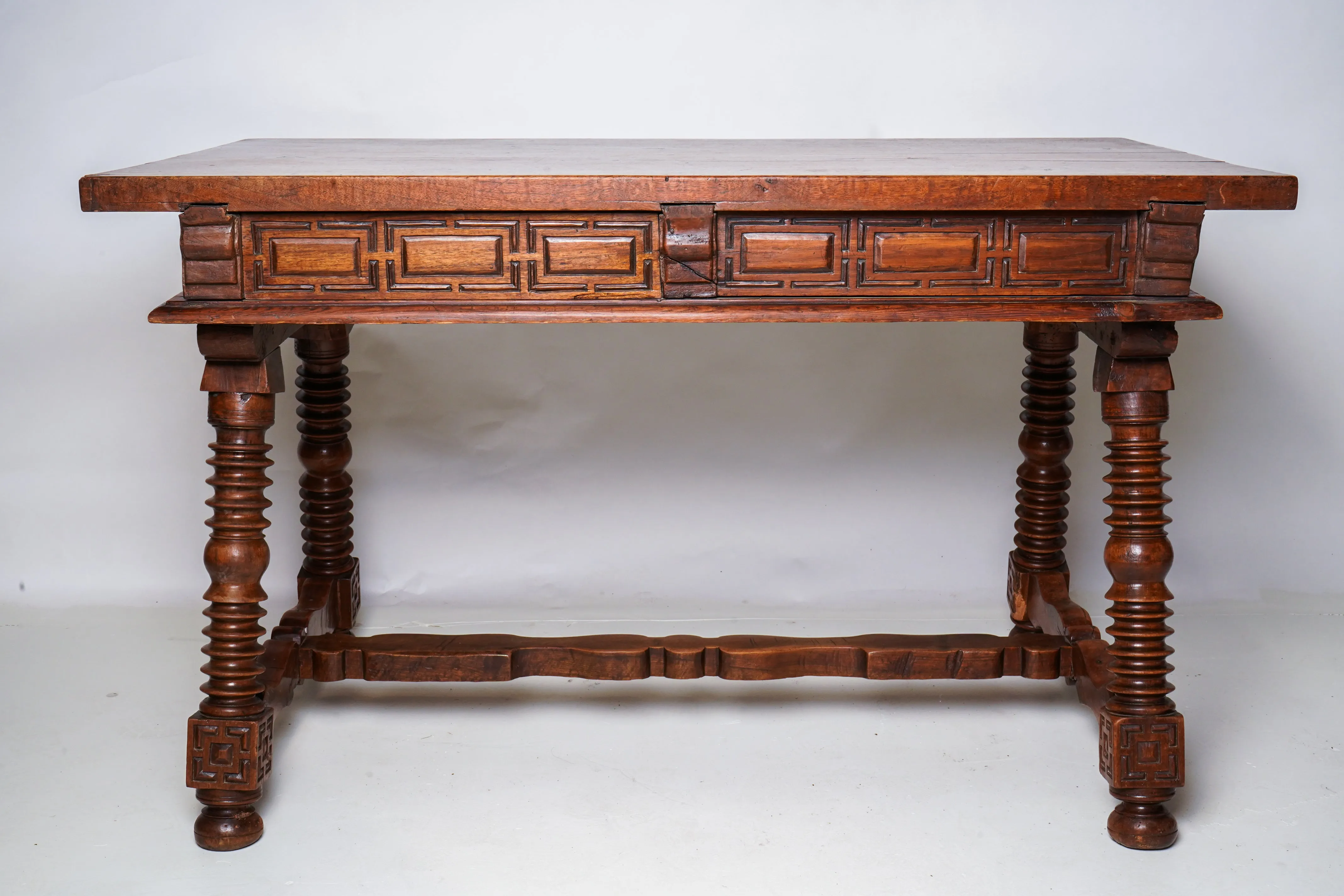A Solid Walnut Spanish Baroque Desk