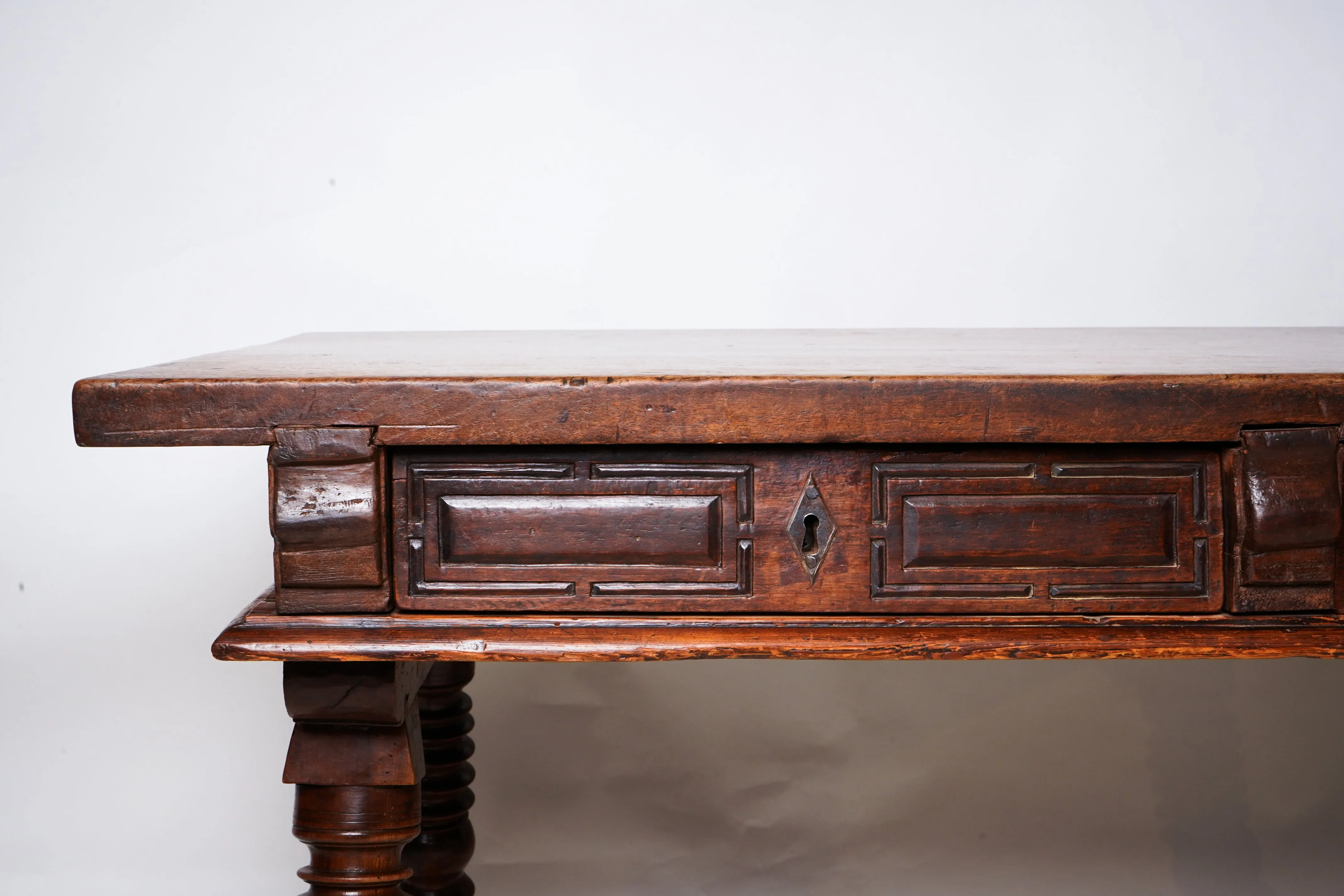 A Solid Walnut Spanish Baroque Desk