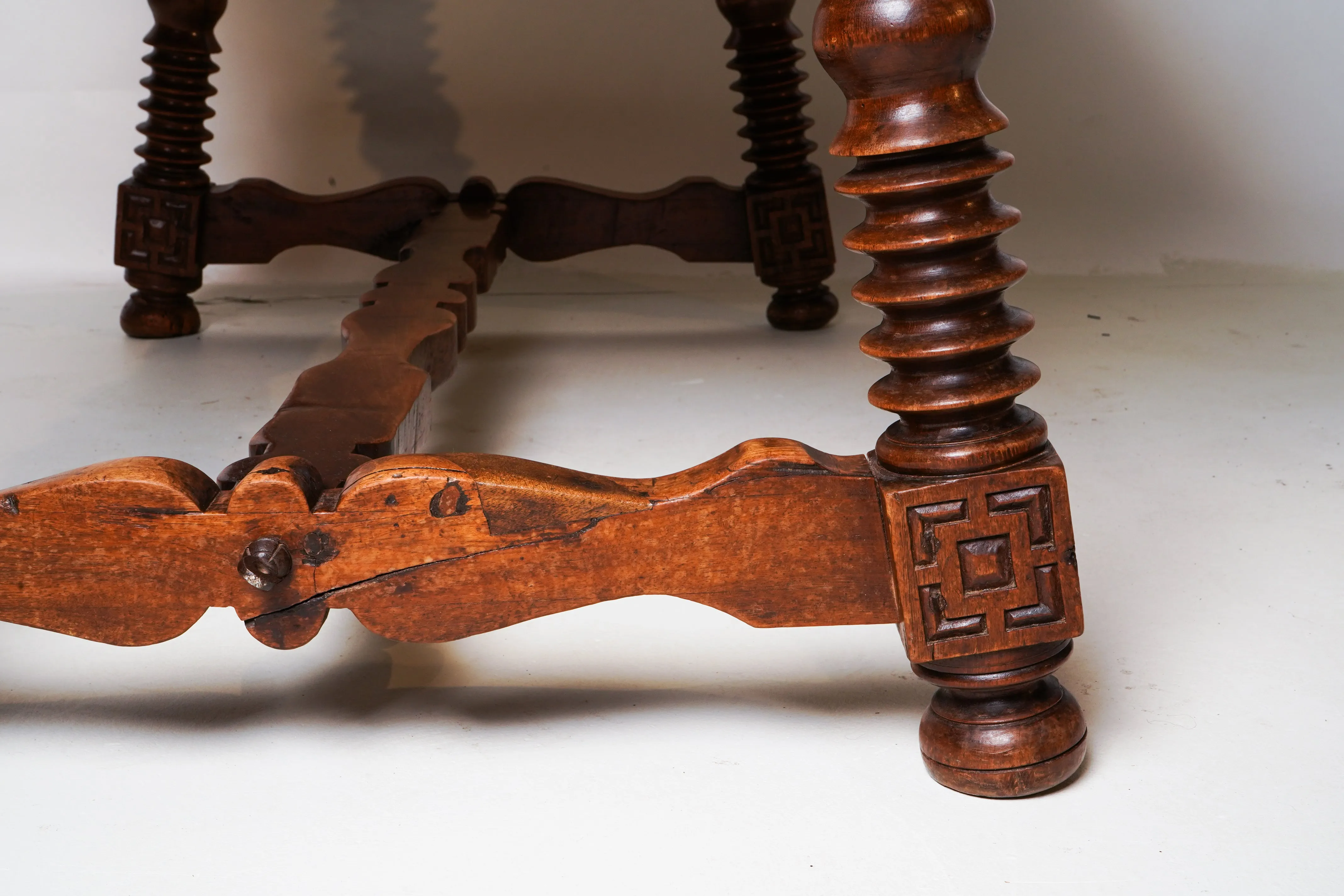 A Solid Walnut Spanish Baroque Desk