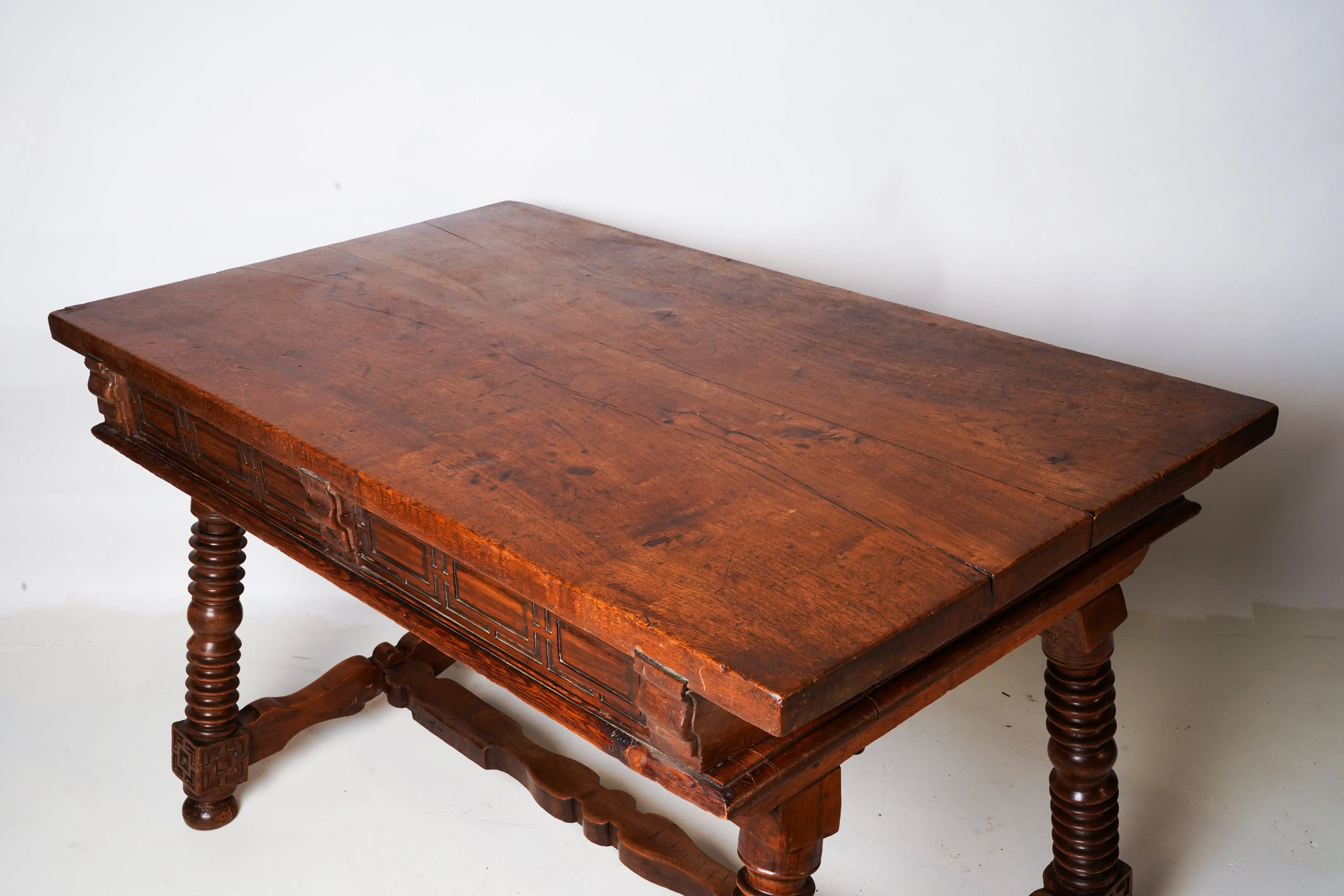 A Solid Walnut Spanish Baroque Desk