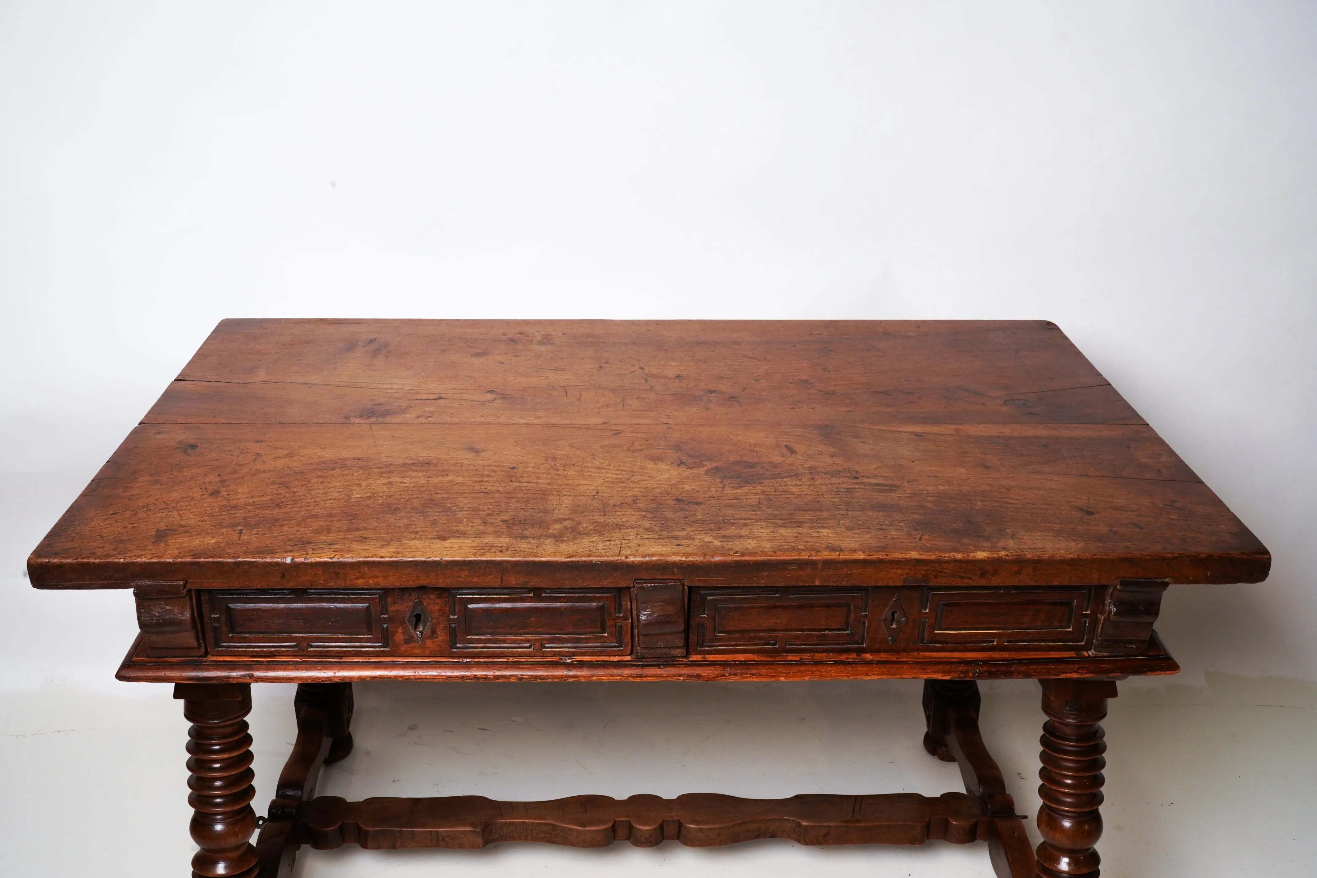 A Solid Walnut Spanish Baroque Desk