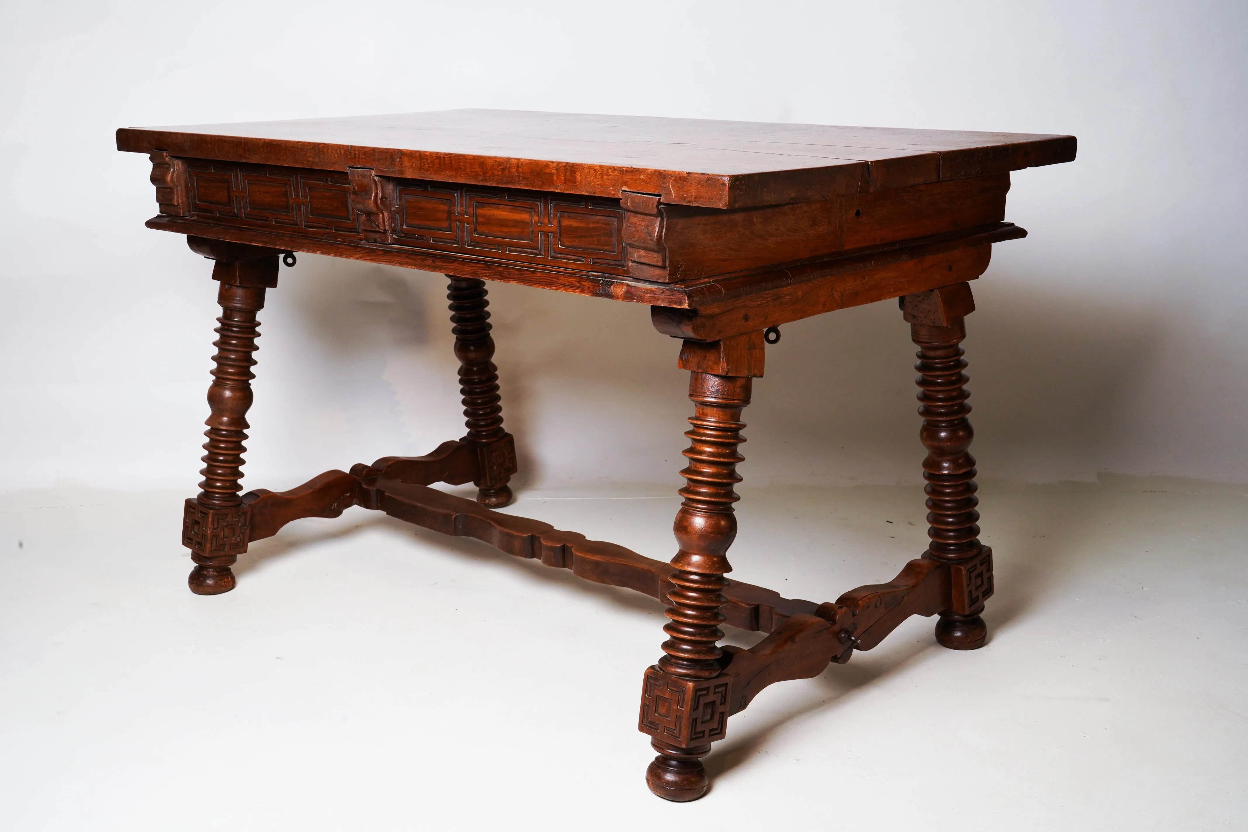 A Solid Walnut Spanish Baroque Desk