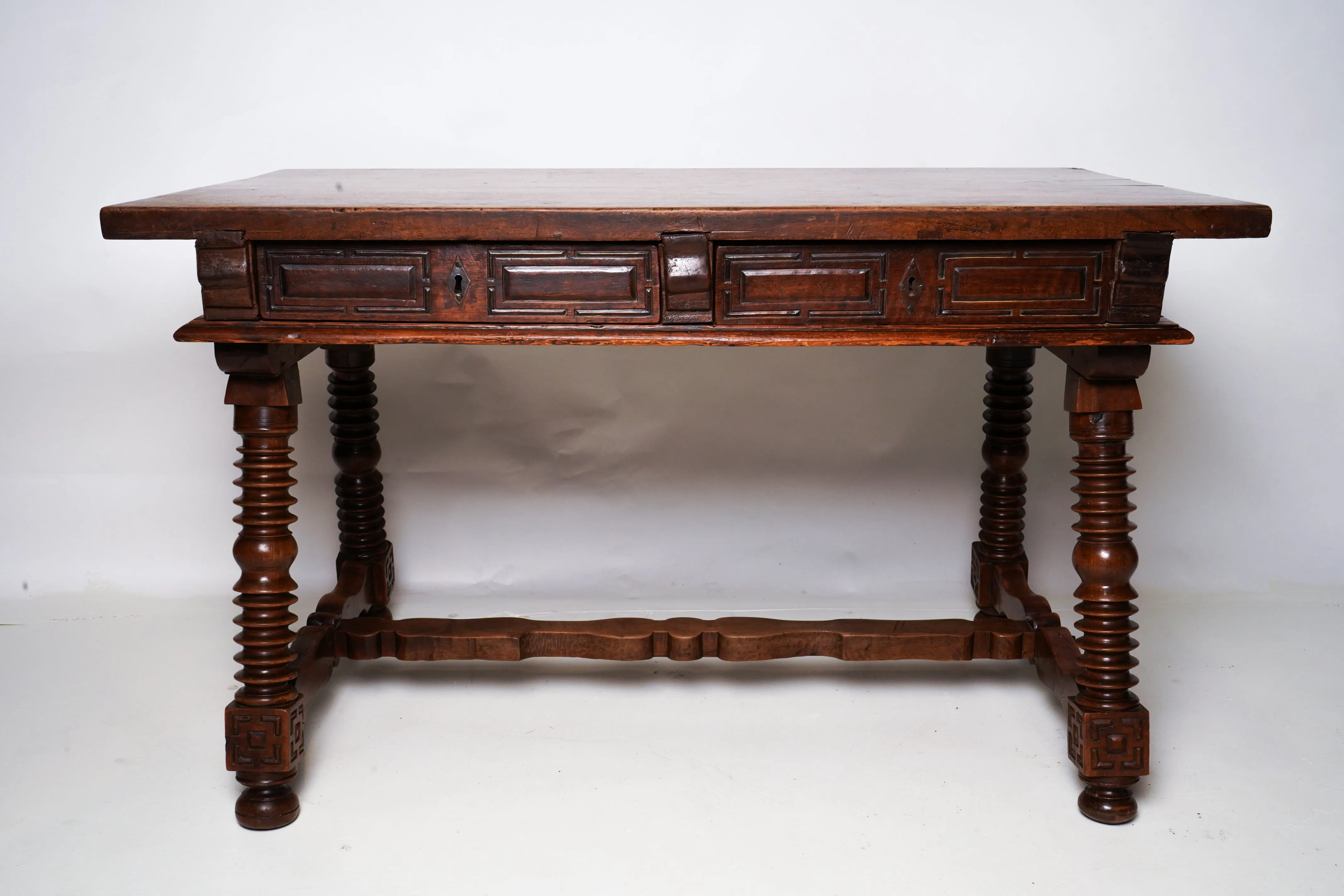 A Solid Walnut Spanish Baroque Desk