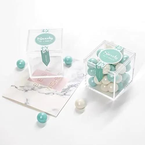 Acrylic Box Large Clear Acrylic Boxes with Lid Rectangle Display Boxes 4 Pieces Acrylic Graduation Gift Boxes Wedding Birthday Party Favor Acrylic Photo Storage Box