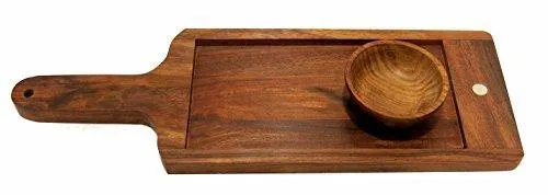 Ages Behind Wooden Tray 15" with Magnetic Bowl Wooden Tray Set for Serving