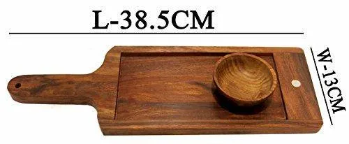 Ages Behind Wooden Tray 15" with Magnetic Bowl Wooden Tray Set for Serving