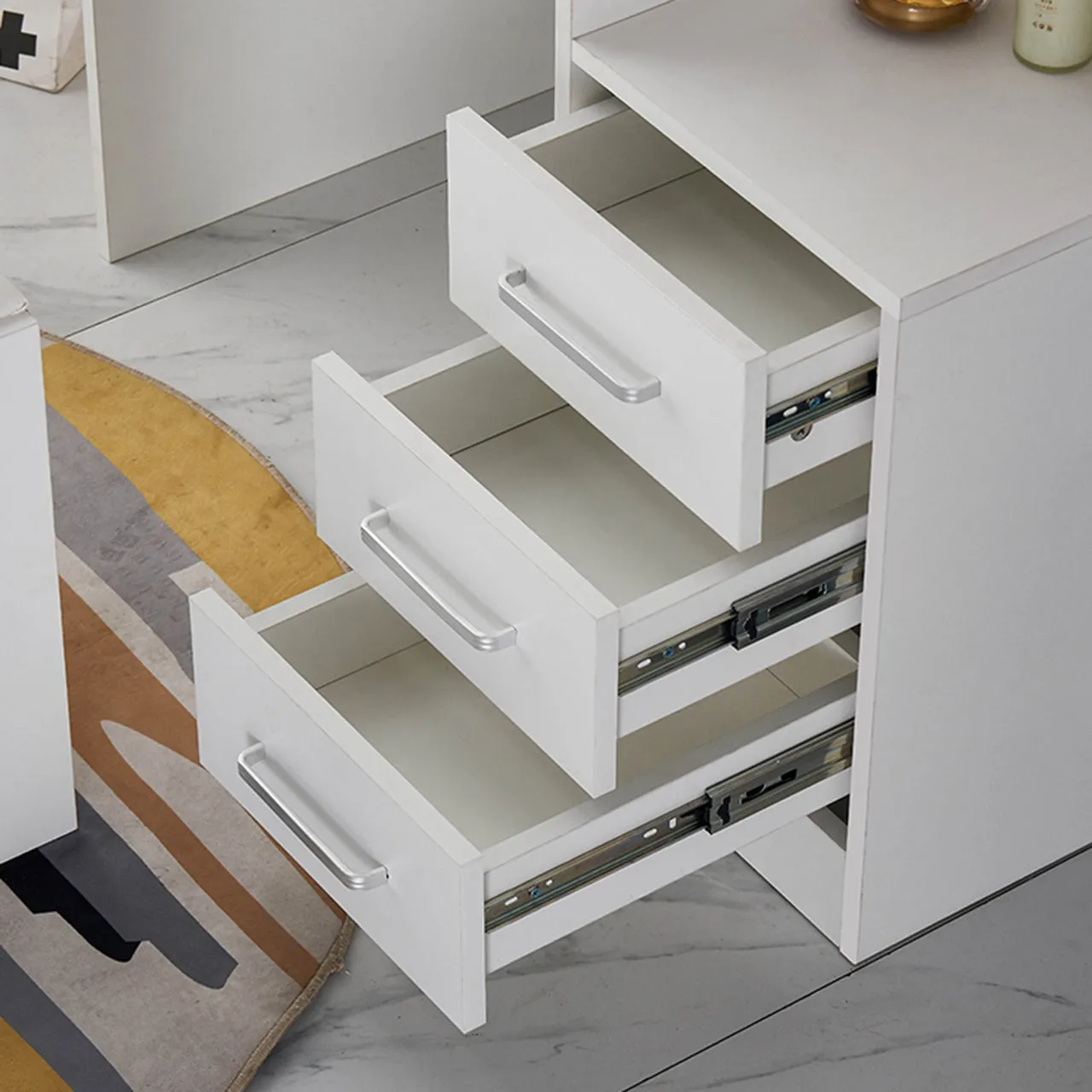 Ainpecca Dressing Table Makeup Table with Stool Vanity Table with Mirror Storage Drawers 003BT