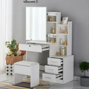 Ainpecca Dressing Table Makeup Table with Stool Vanity Table with Mirror Storage Drawers 003BT