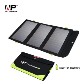 ALLPOWERS Solar Charger 5V 21W  Built-in 6000mAh Battery Portable Solar Cells for iPhone 5 6 6s 7 8 X iPad Samsung Xiaomi Huawei
