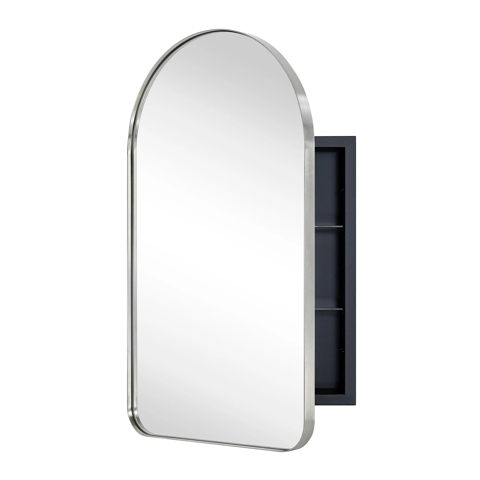 Aristes Arched Metal Framed Recessed Medicine Cabinet with Mirror for bathroom