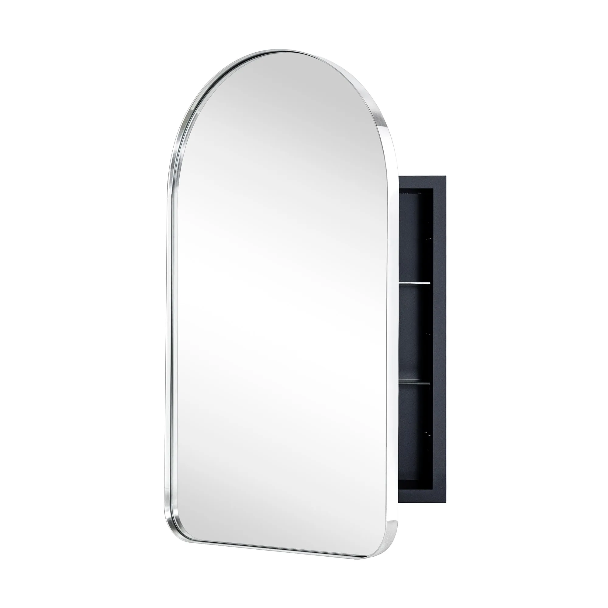 Aristes Arched Metal Framed Recessed Medicine Cabinet with Mirror for bathroom