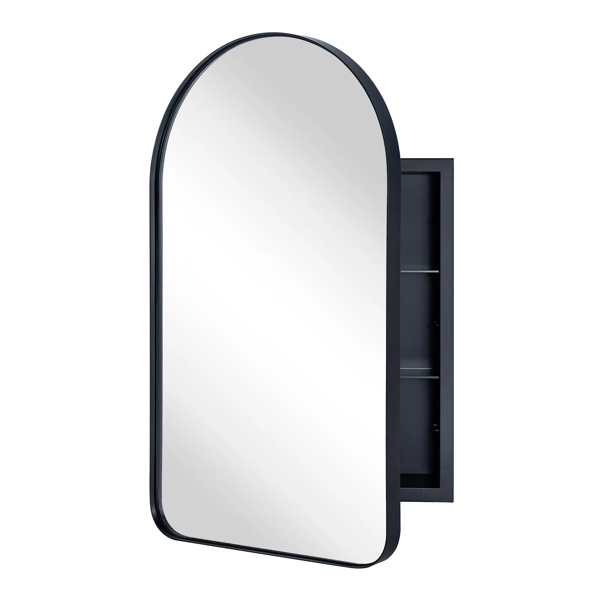 Aristes Arched Metal Framed Recessed Medicine Cabinet with Mirror for bathroom