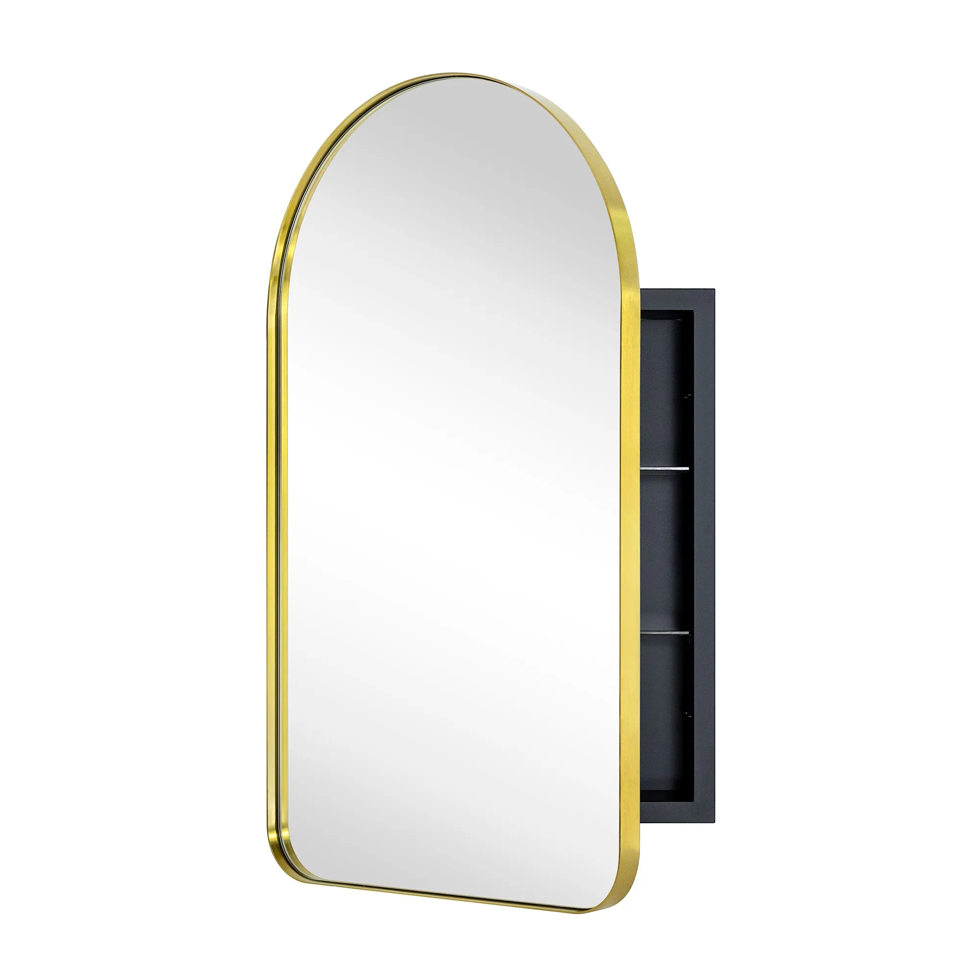 Aristes Arched Metal Framed Recessed Medicine Cabinet with Mirror for bathroom