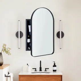 Aristes Arched Metal Framed Recessed Medicine Cabinet with Mirror for bathroom