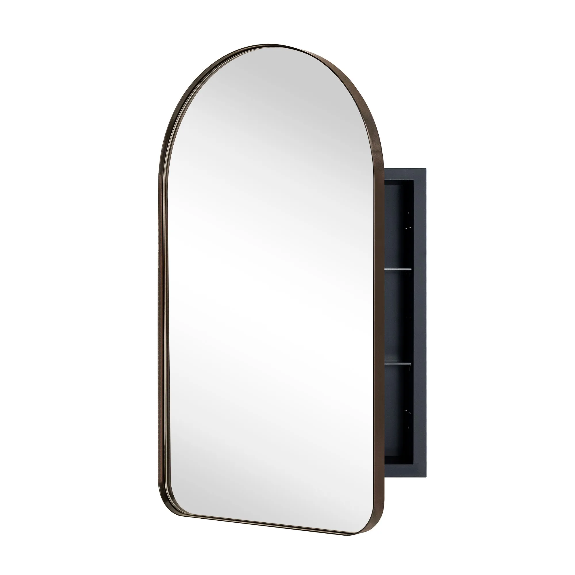 Aristes Arched Metal Framed Recessed Medicine Cabinet with Mirror for bathroom