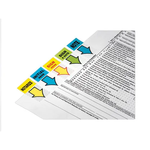 Arrow Message 1" Page Flags, "notarize," Yellow, 50 Flags/dispenser, 2 Dispensers/pack