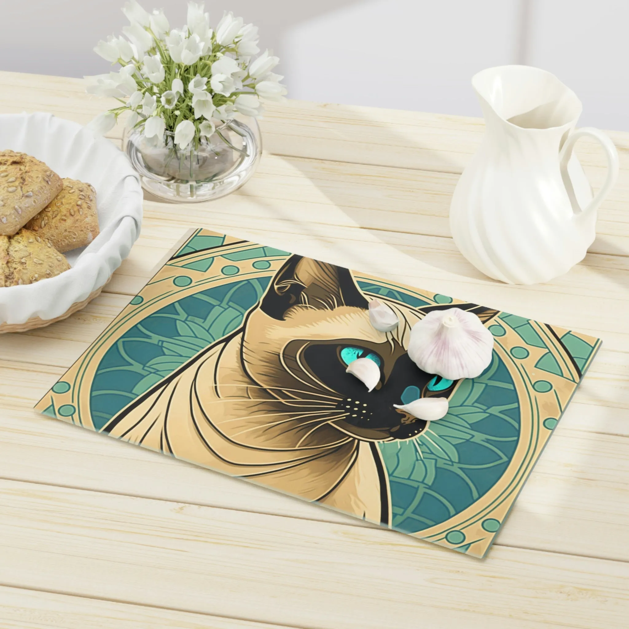 Art Nouveau Siamese Cat Cutting Board