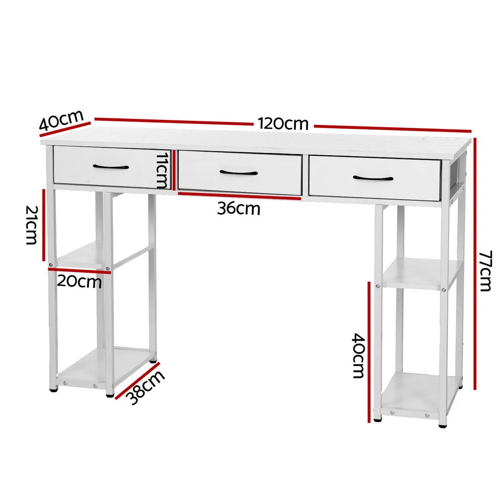 Artiss Computer Desk Drawer Shelves Study Table 120cm White