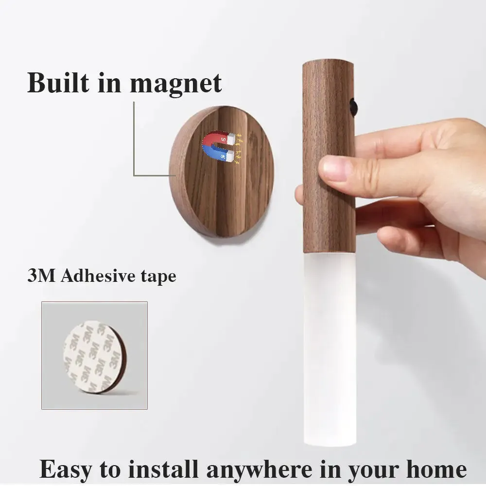 Auto LED USB Magnetic Wood Wireless Night Light Corridors Porch Auto LED Night Light