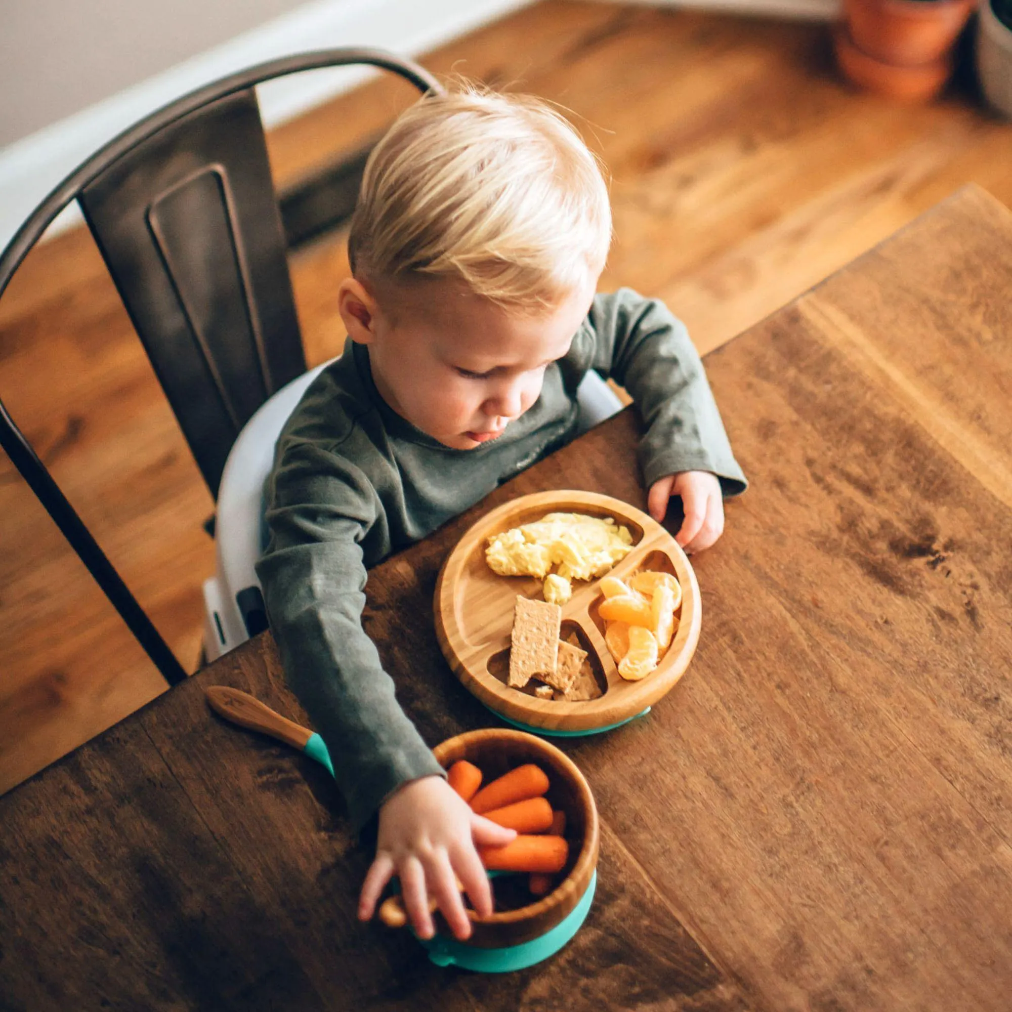 Baby Divided Plate   Spoon | Bamboo & Silicone
