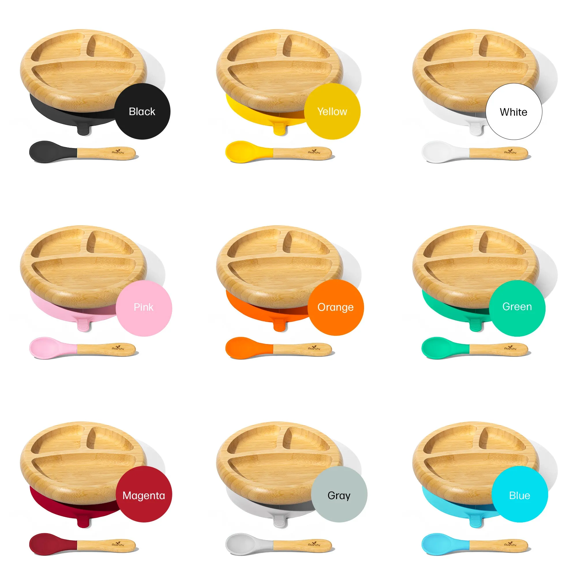 Baby Divided Plate   Spoon | Bamboo & Silicone