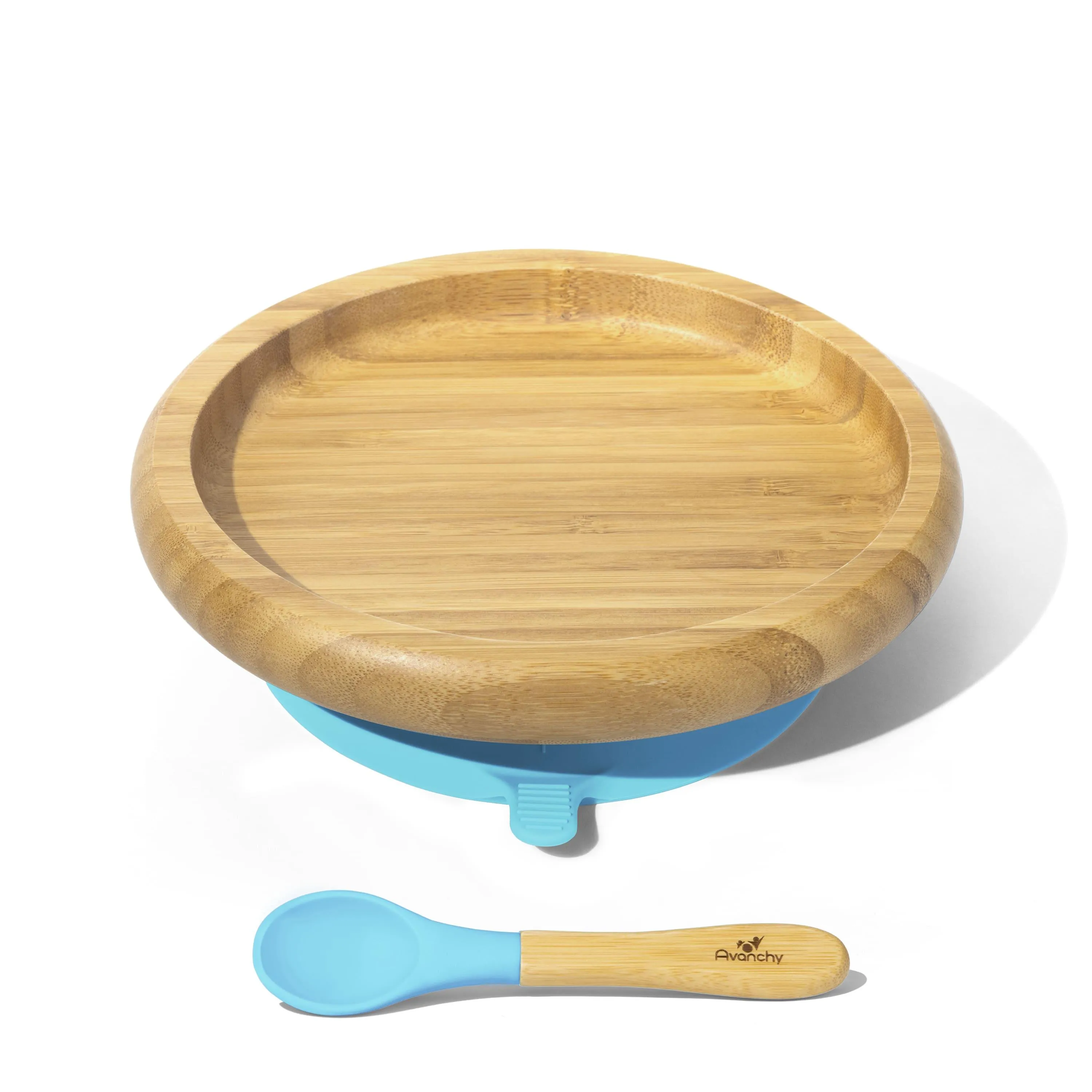 Baby Open Plate   Spoon | Bamboo & Silicone