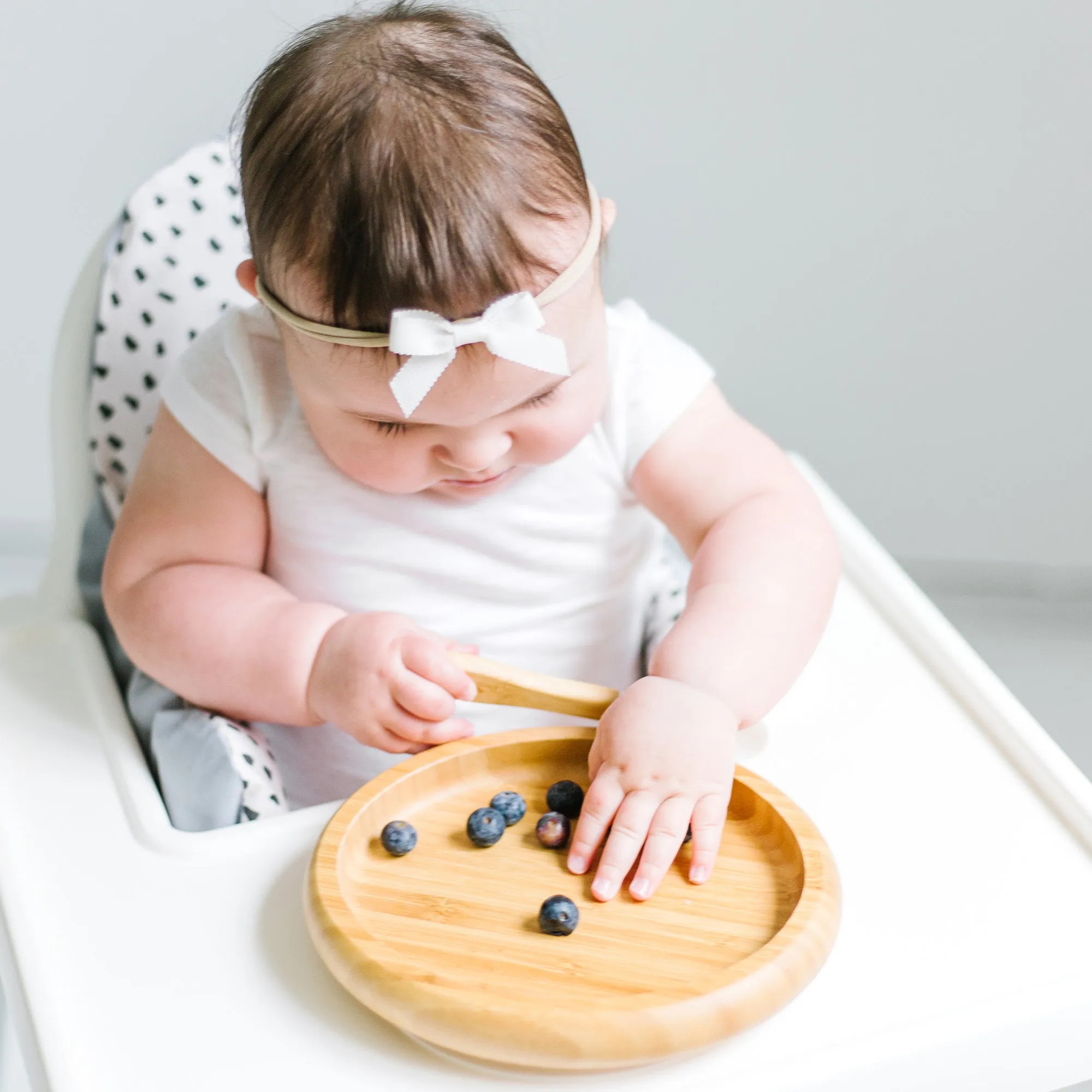 Baby Open Plate   Spoon | Bamboo & Silicone
