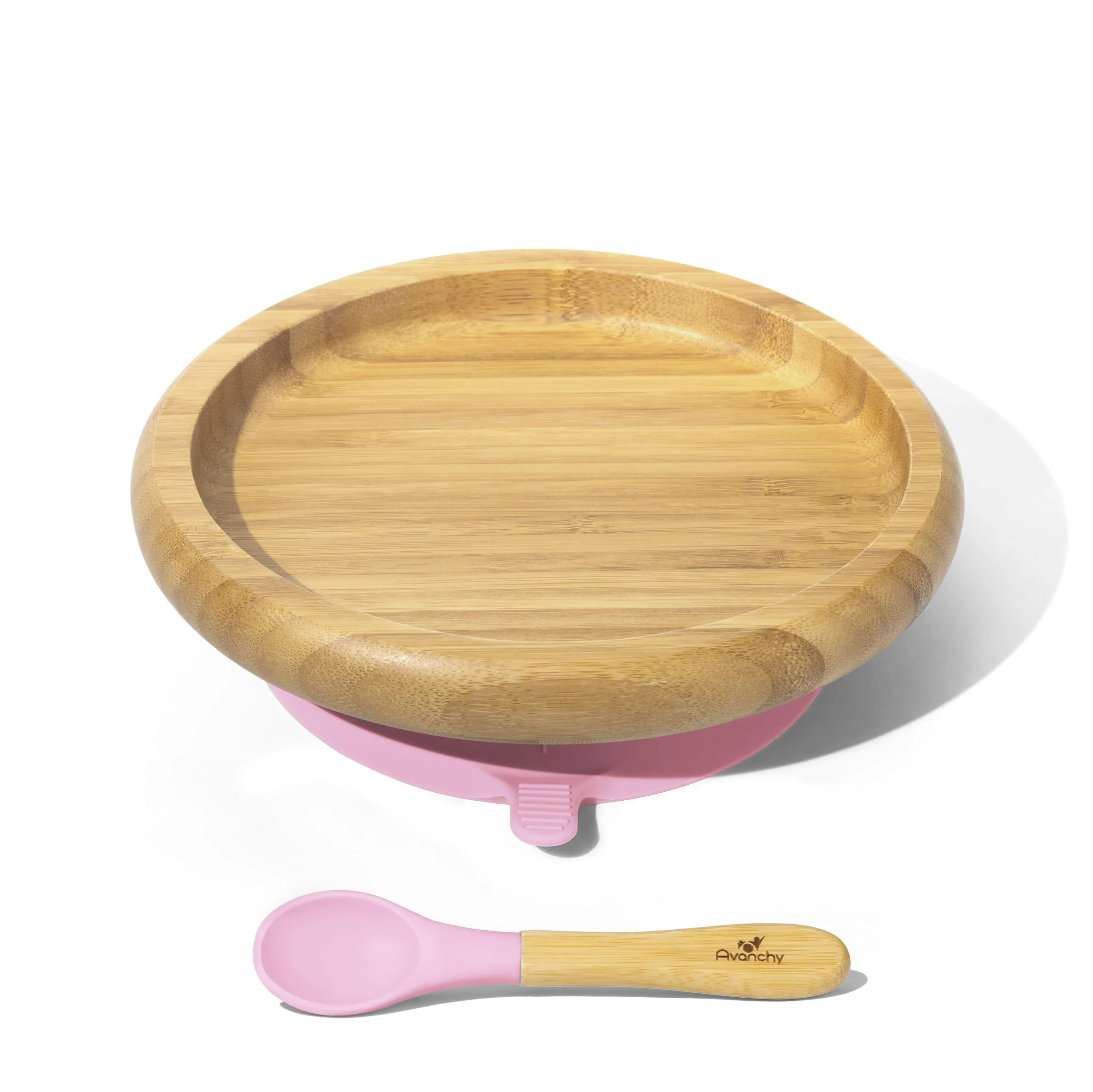 Baby Open Plate   Spoon | Bamboo & Silicone