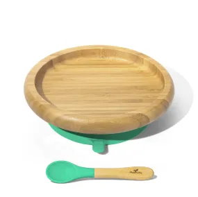 Baby Open Plate   Spoon | Bamboo & Silicone