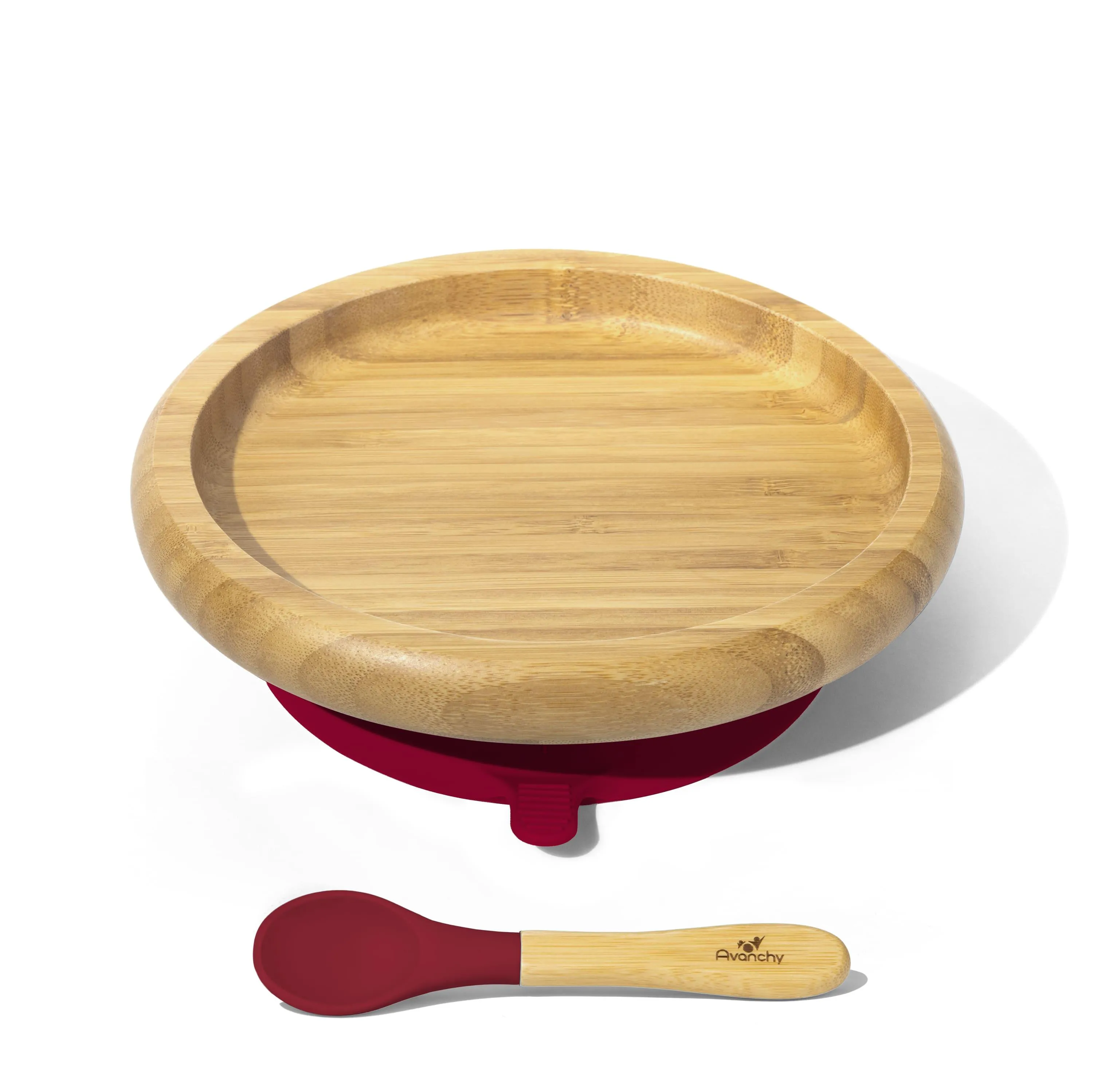 Baby Open Plate   Spoon | Bamboo & Silicone