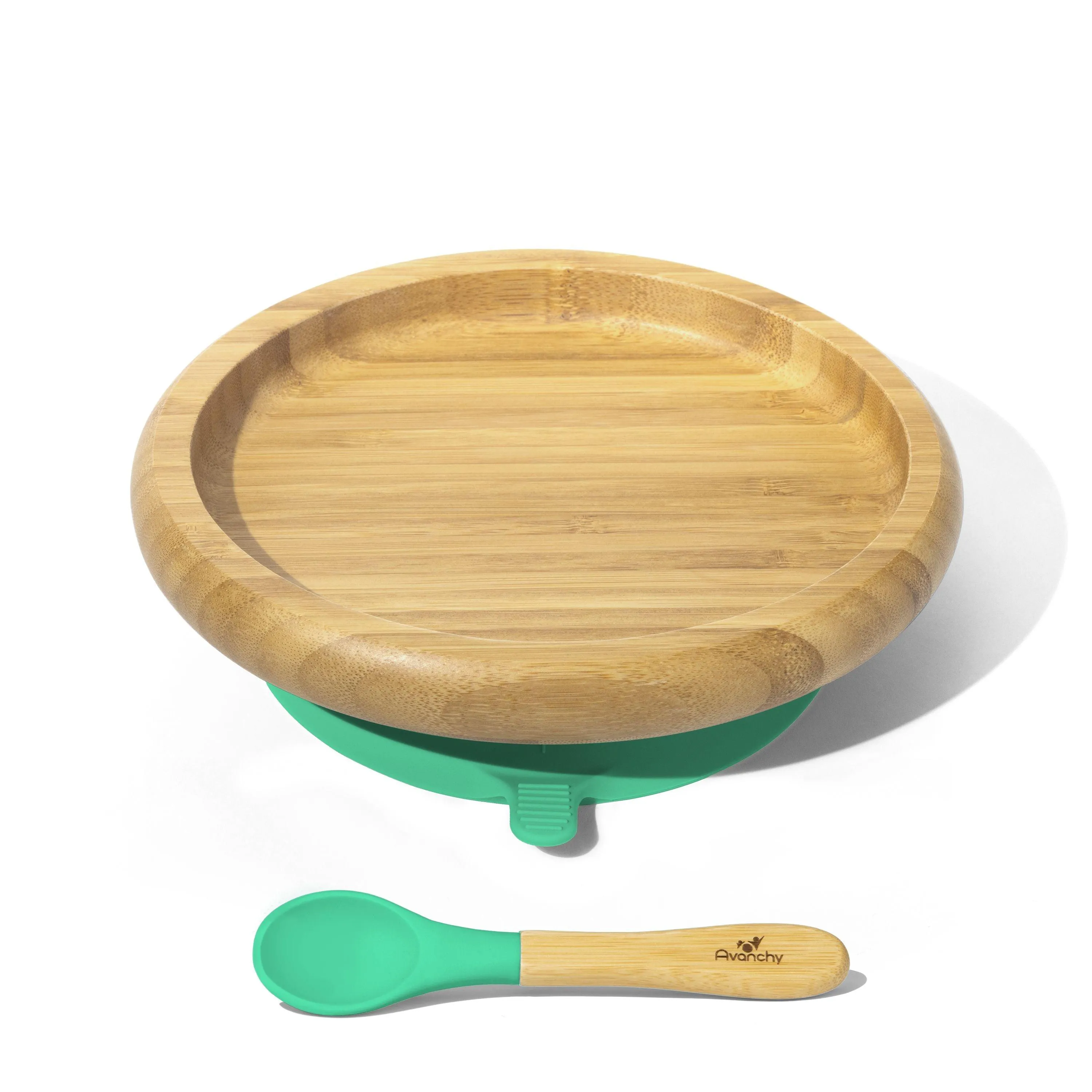 Baby Open Plate   Spoon | Bamboo & Silicone