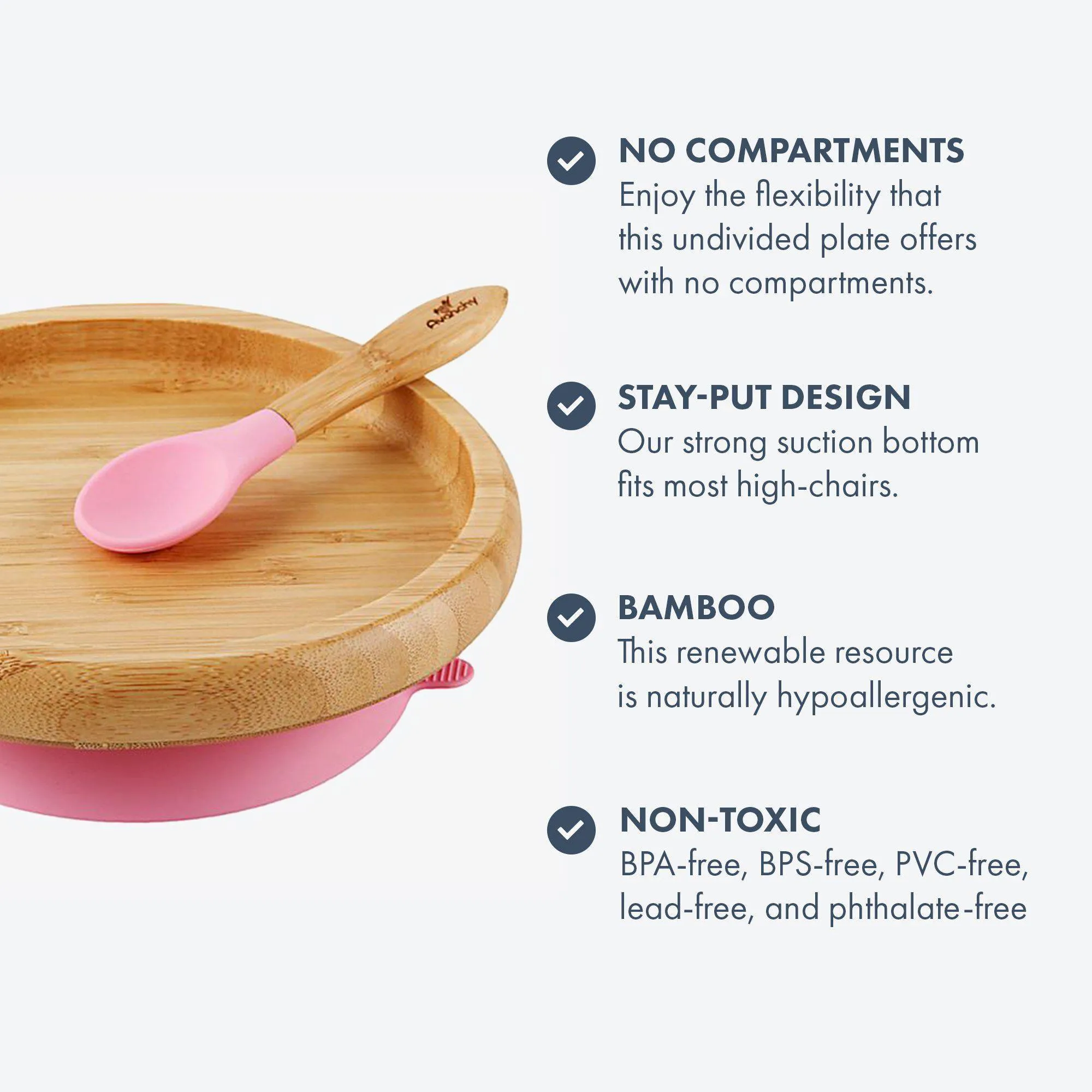 Baby Open Plate   Spoon | Bamboo & Silicone