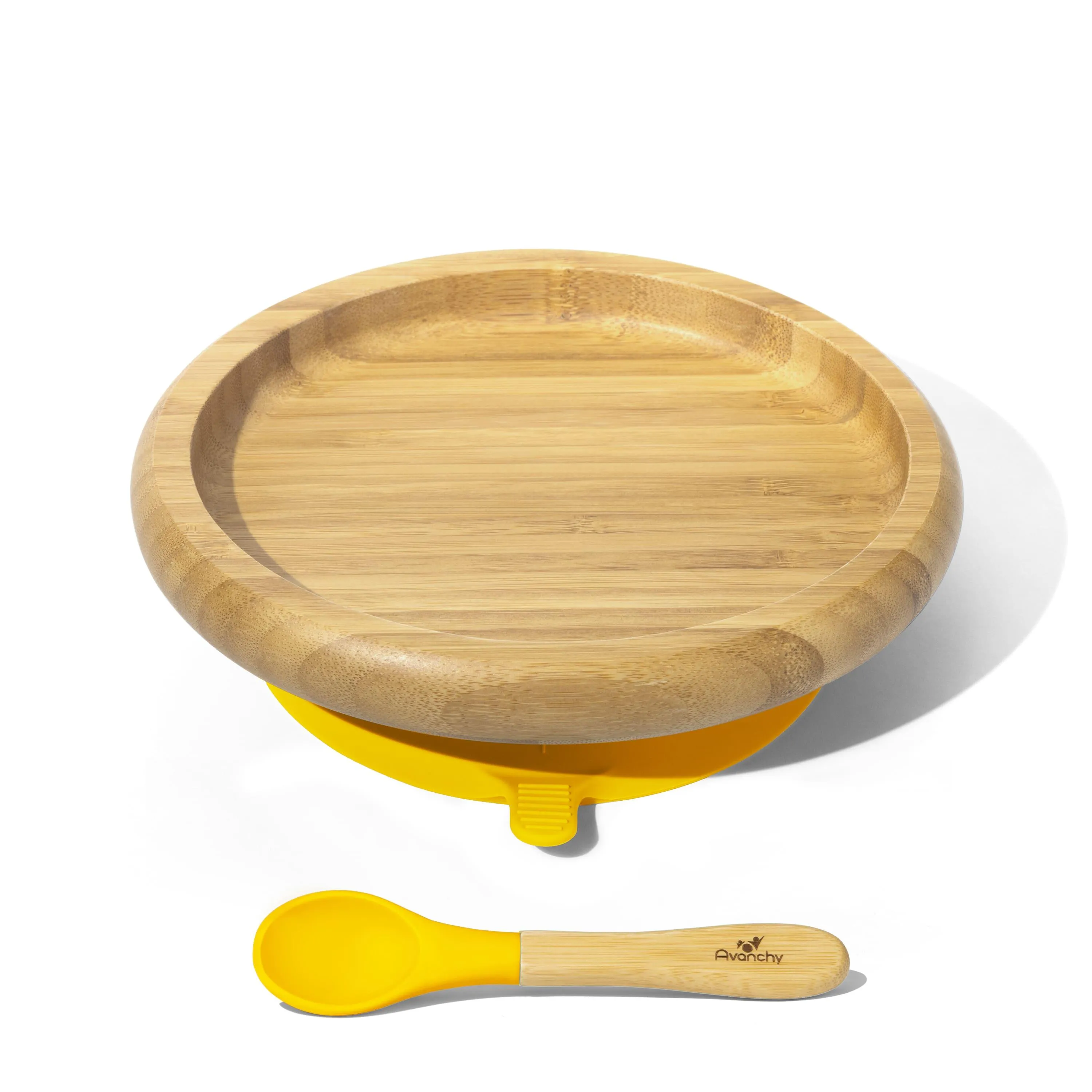 Baby Open Plate   Spoon | Bamboo & Silicone