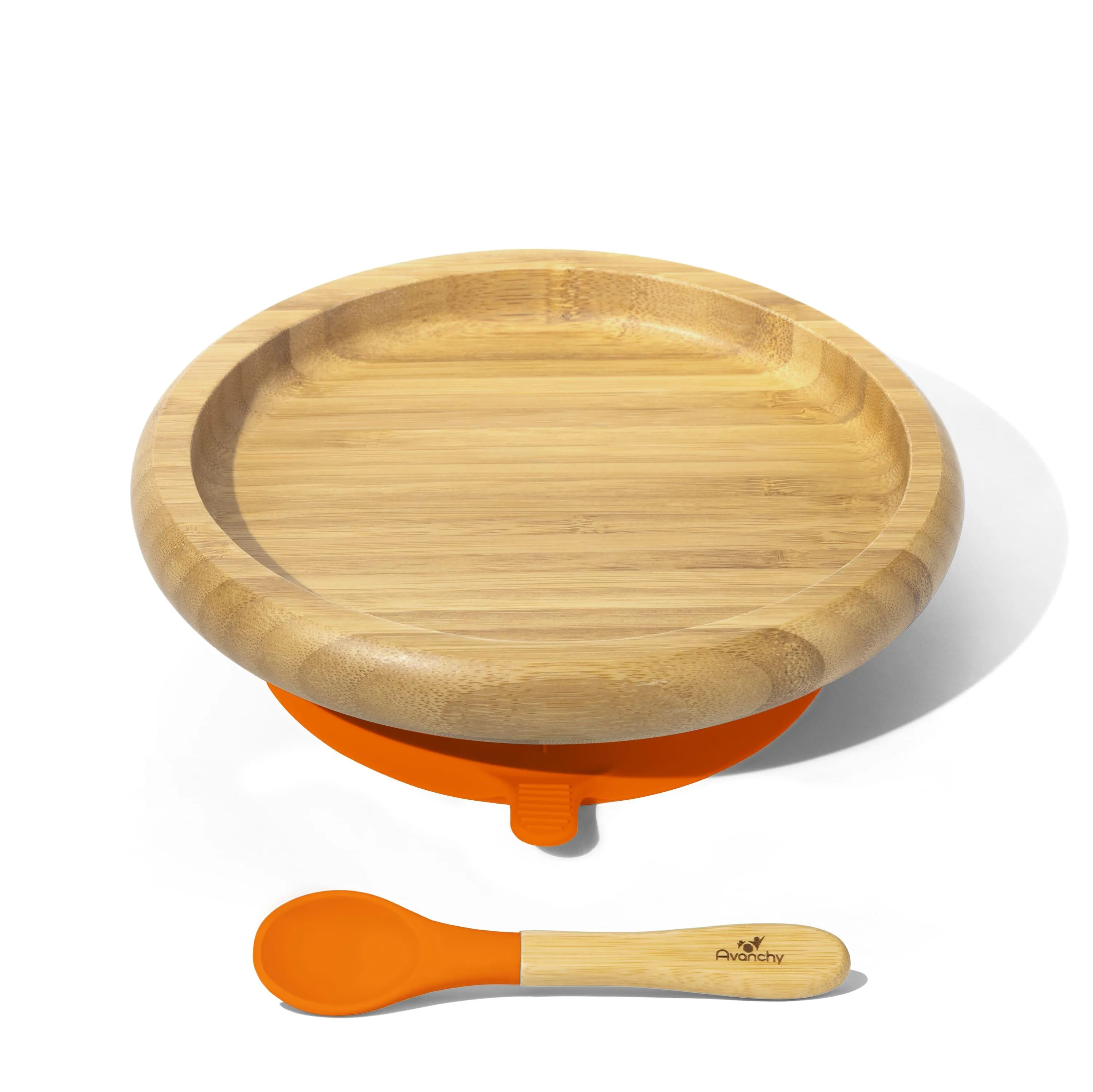 Baby Open Plate   Spoon | Bamboo & Silicone