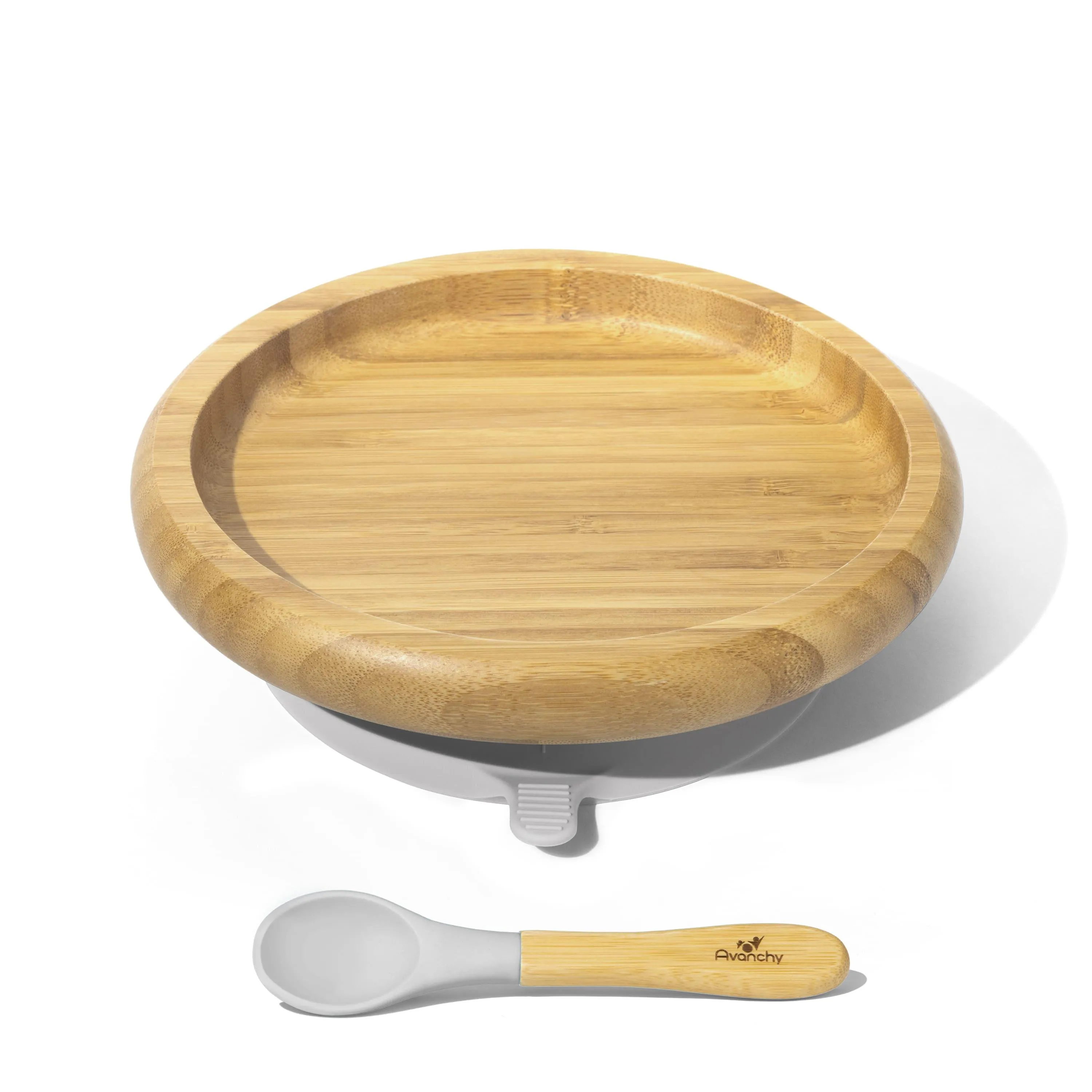 Baby Open Plate   Spoon | Bamboo & Silicone